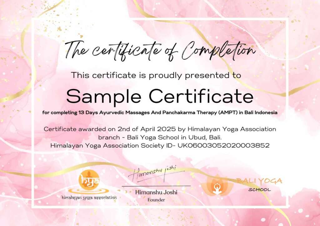 Bali 13 Days Ayurveda courses certificate Bali 13 Days Ayurveda courses certificate