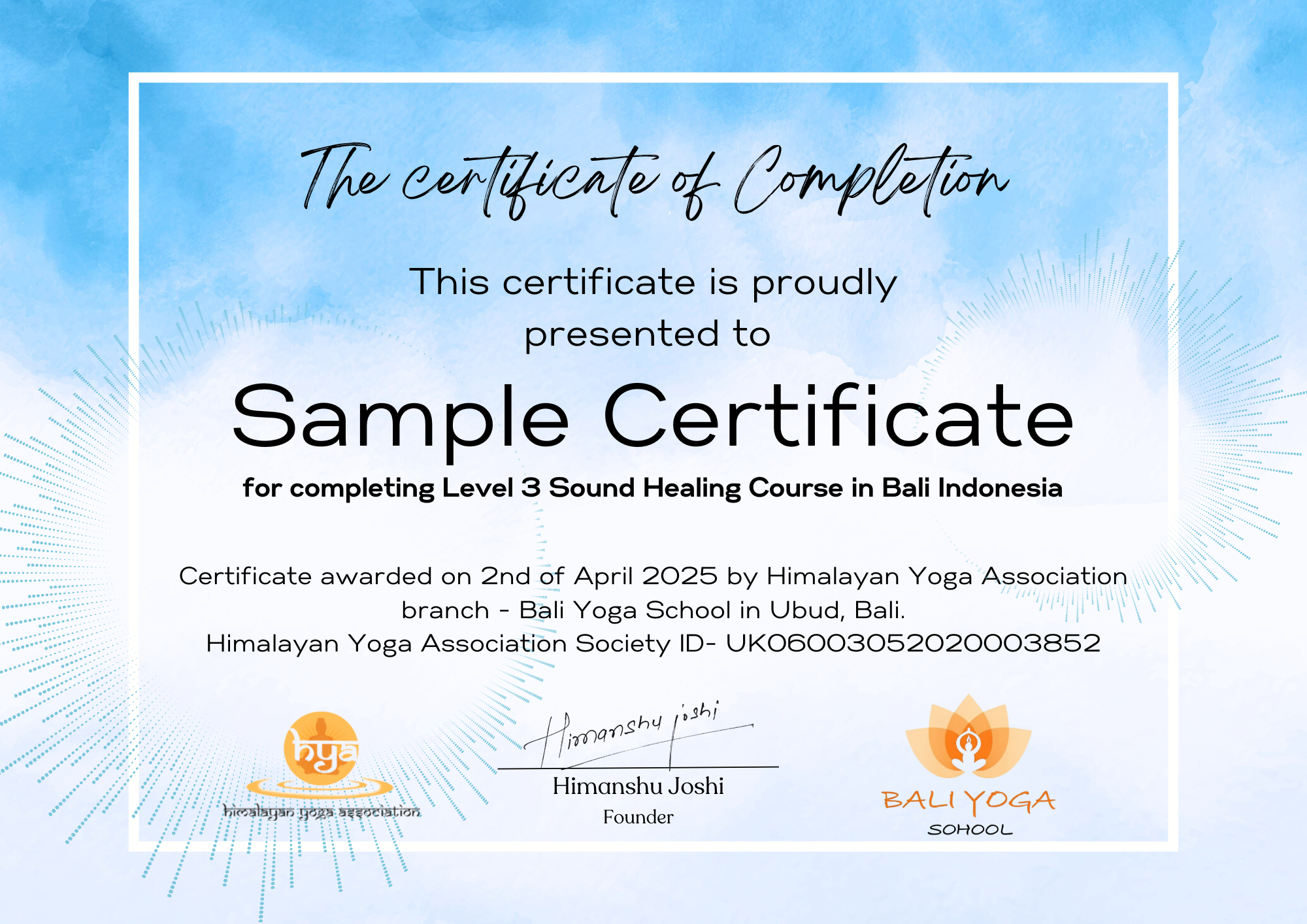 Bali Sound Healing courses certificate