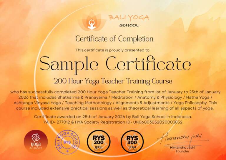200 Hour Yoga Teacher Training in Bali : Bali Yoga School