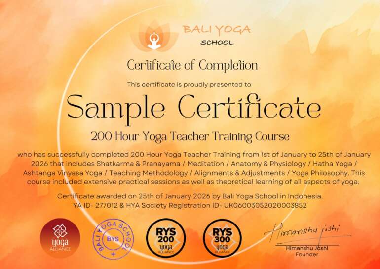 200 Hour Yoga Teacher Training in Bali : Bali Yoga School