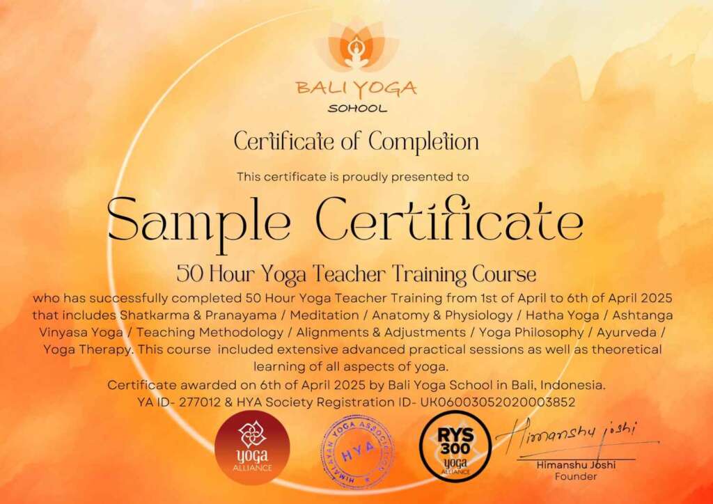 50 hour yoga teacehr training in Bali | Bali Yoga School certificate 50 hour yoga teacehr training in Bali | Bali Yoga School certificate