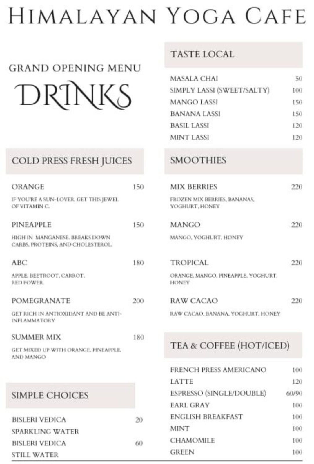 Himalayan Yoga Cafe Menu 2 Himalayan Yoga Cafe Menu 2