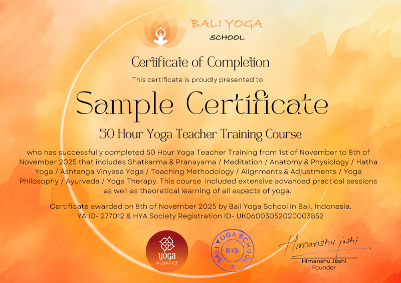 BYS 50hr YTT certificate